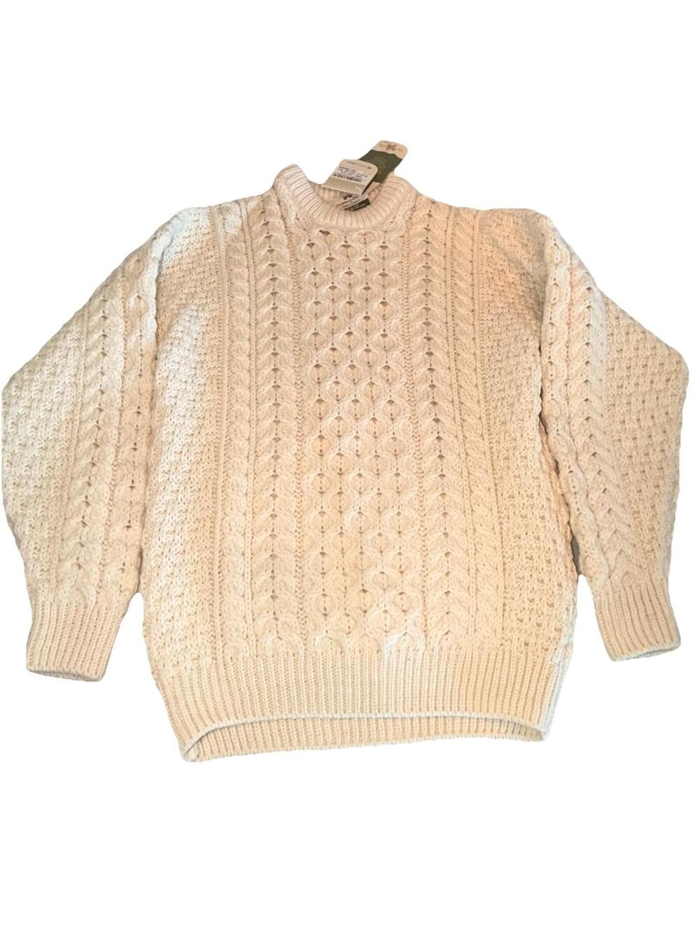 Carraig Donn Sweater Youth XL Boys Girls Cable Knit 100% Wool Ireland NEW Bainin